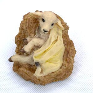 Aynsley MasterCraft Hand Painted White Baby Lamb Sheep Hay UK England VTG RARE